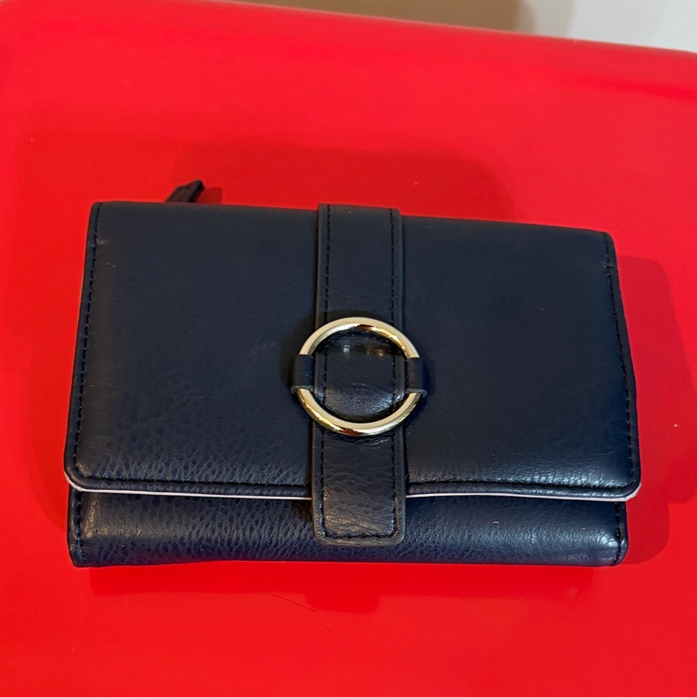 Navy Wallet with Gold Ring
